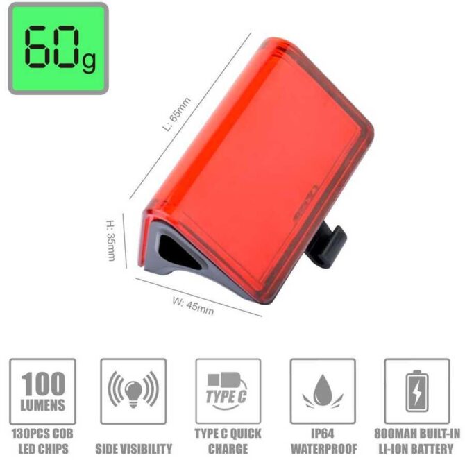 Eastpower Briviga LW-R200 USB Şarjlı 100LM Bisiklet Arka Stop - Görsel 2