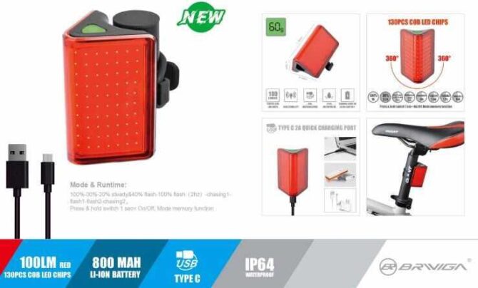 Eastpower Briviga LW-R200 USB Şarjlı 100LM Bisiklet Arka Stop - Görsel 4