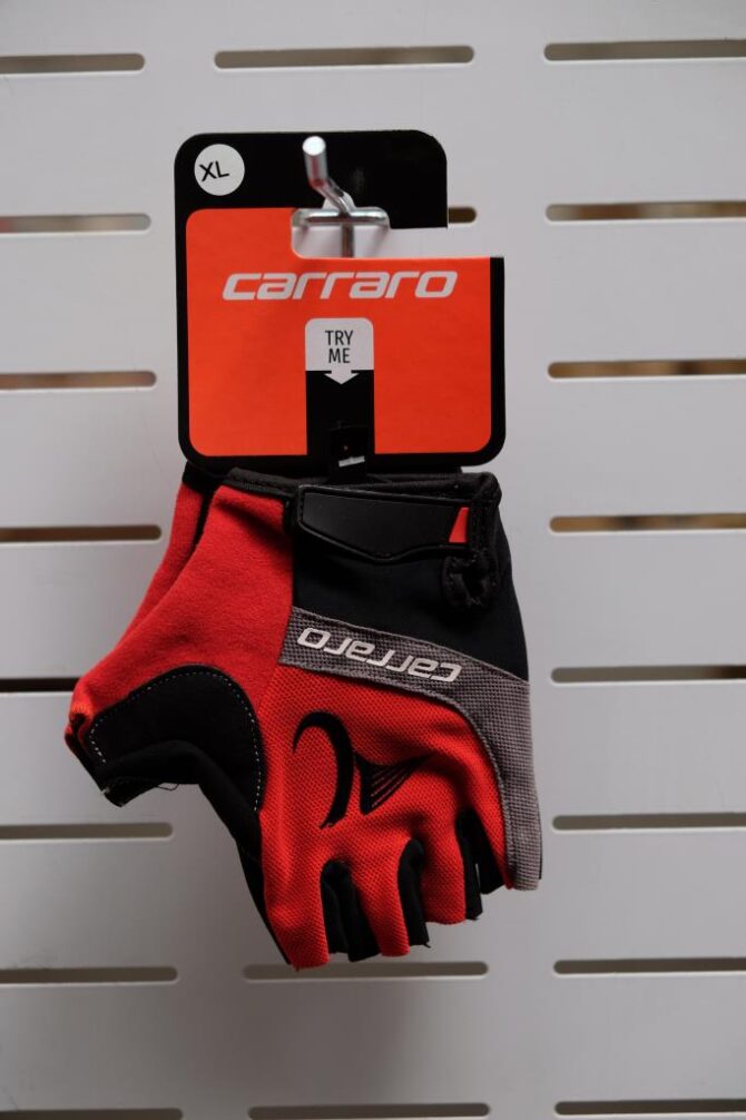 Carraro V7A Kısa Jelli Bisiklet Eldiveni Siyah-Kırmızı
