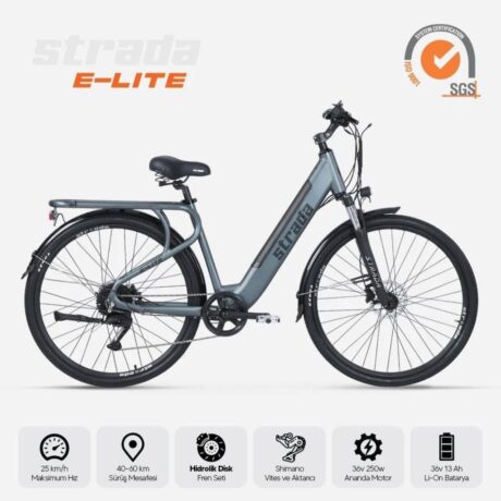 Strada E-Lite H Disk Elektrikli Şehir Tur Bisikleti Antrasit